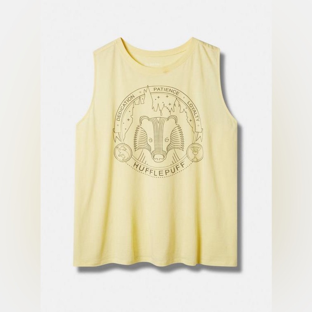 Warner Bros Harry Potter Hufflepuff Classic Fit Crew Neck Ringer Tank